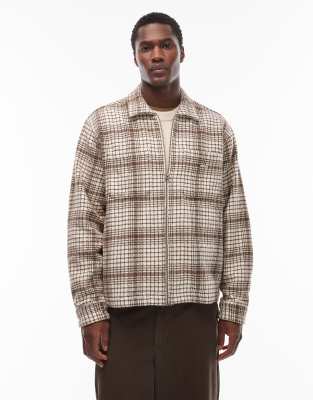 OVY OmbreCheckShirt Jacket (beige×brown) 209433627-1-beige