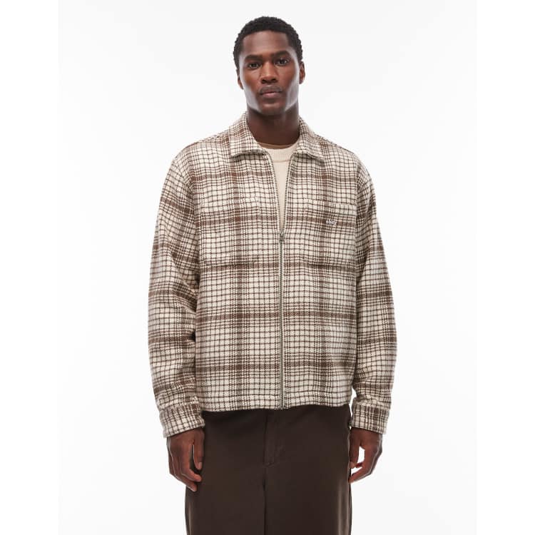 ジャケット・アウター ELCHELE / DADDY CHECK ZIP UP SHIRT XXIII Vitus Zip Up Flannel Shacket Brown | Culture Kings