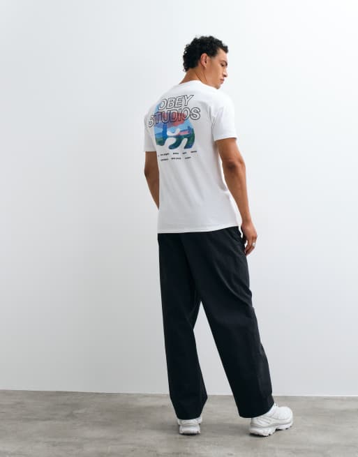 Obey pastures back graphic short sleeve t-shirt in white, 4 of 5