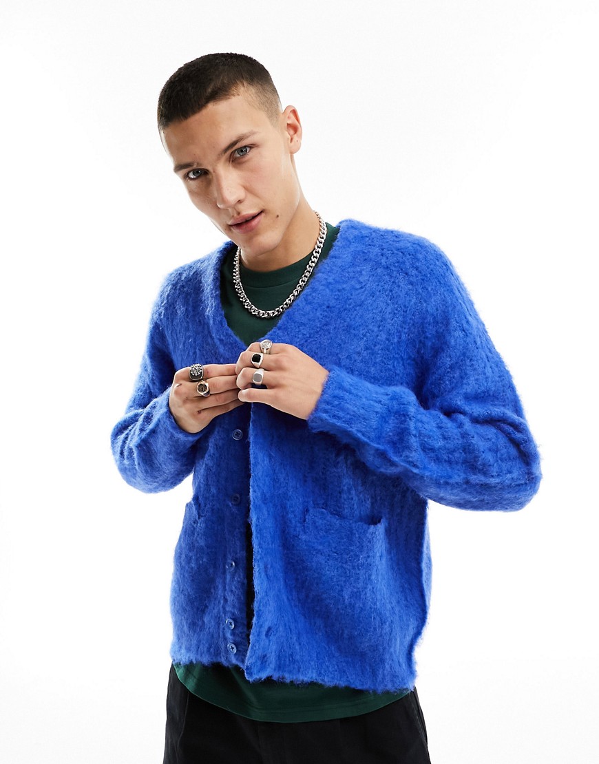 Obey patron textured cardigan in blue