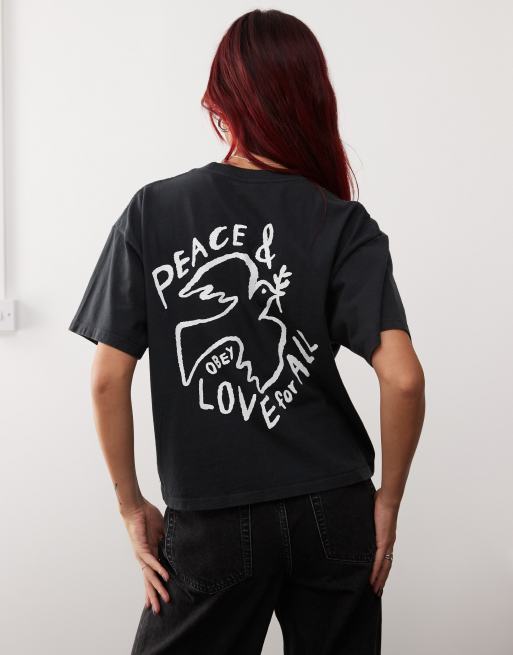 Obey - Peace & Love For All - T-shirt met print in zwart, 4 van 4