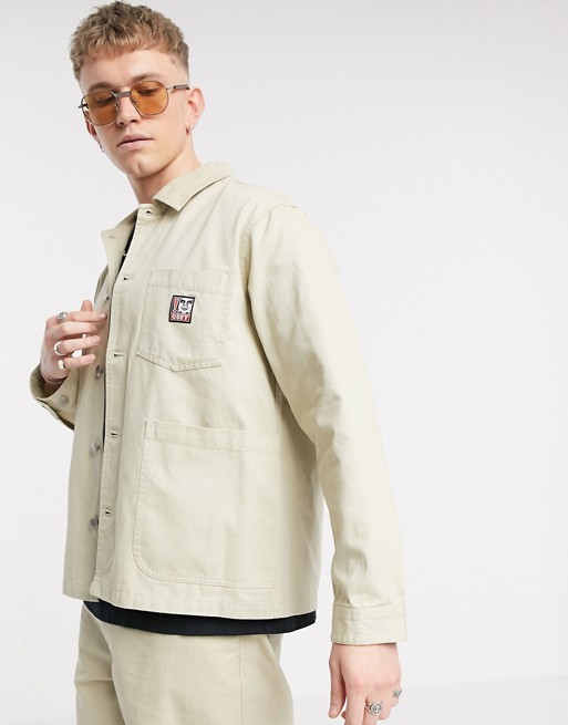 Obey Pebble chore jacket in stone