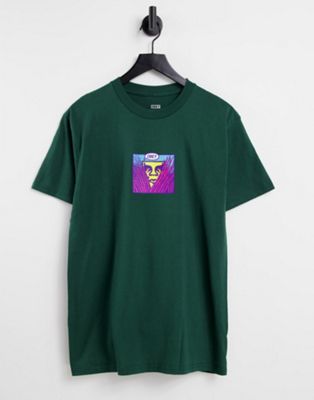 Obey peek chest print t-shirt in green