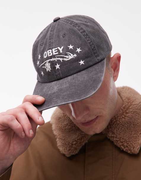 Obey – Penn – Svart, pigmentfärgad baseball-keps med sex paneler - view 1