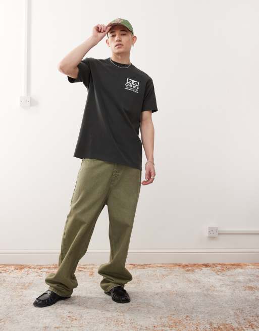 Obey – Permission – T-Shirt in Vintage-Schwarz mit Logo-Rückenprint, 3 von 4