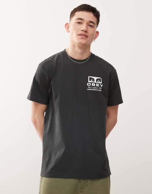 Obey - Permission - T-shirt met logo en print in zwart, 2 van 4