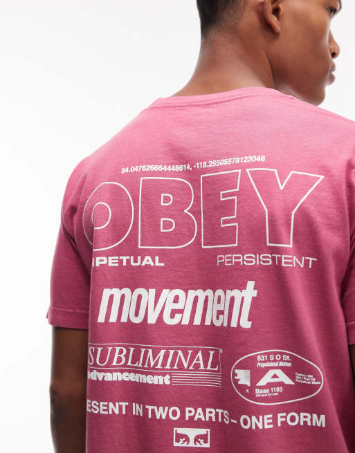 Obey persistent movement t-shirt in burgundy, 5 of 5