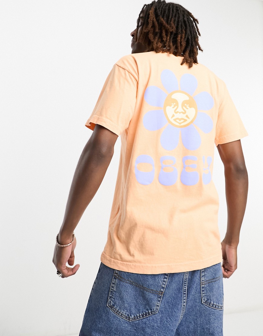 Obey petal backprint t-shirt in orange