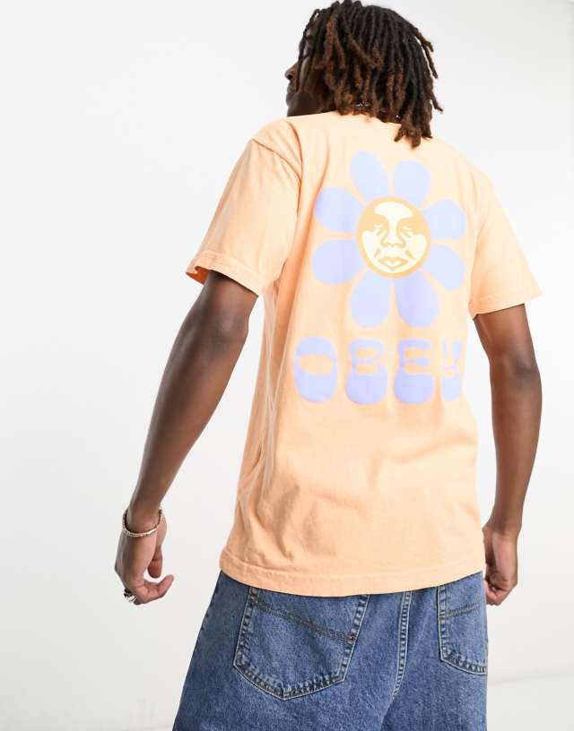 Obey - petal backprint t-shirt in orange