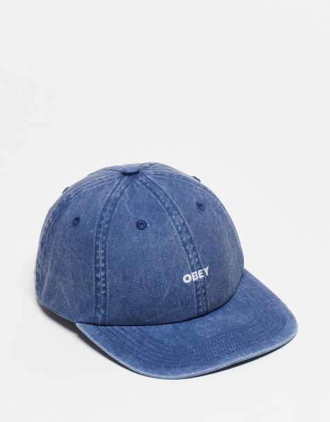 Obey pigment bold six panel baseball cap in washed blue - view 1