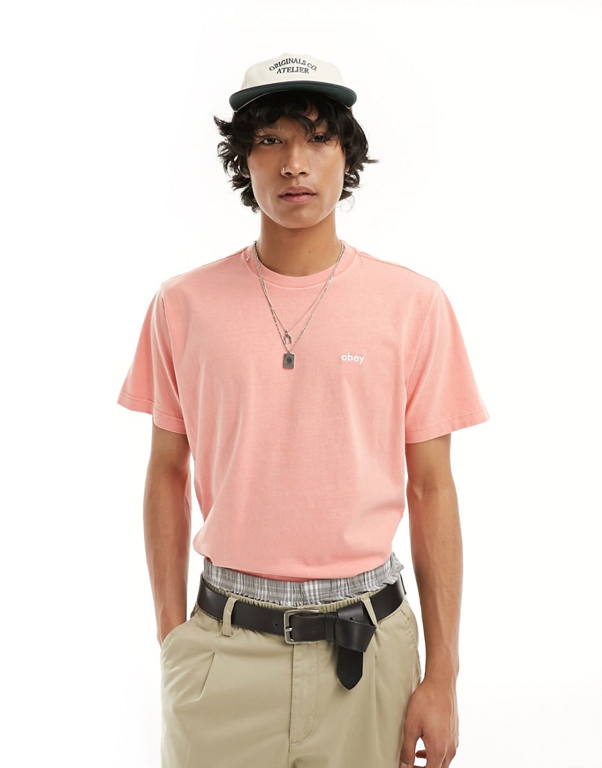 Obey pigment dye short sleeve t-shirt in pink