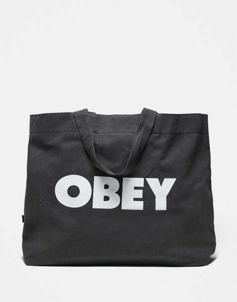 Obey pigment dyed tote bag in black - view 1