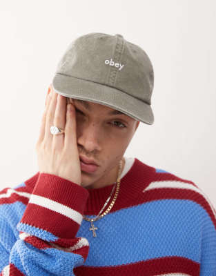Obey Obey pigment lowercase 6 panel cap in pigment olive-Green