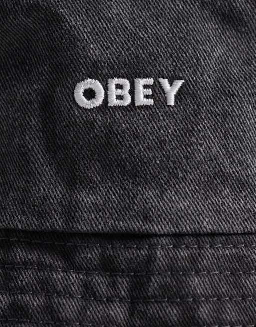 Obey pigment twill bucket hat in washed black, 2 of 3
