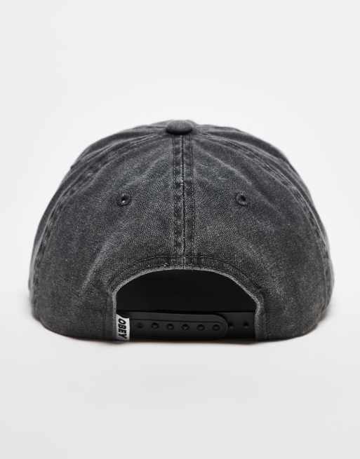 Obey - Pigmenteret sort snapback-kasket med 6 paneler , 3 af 3