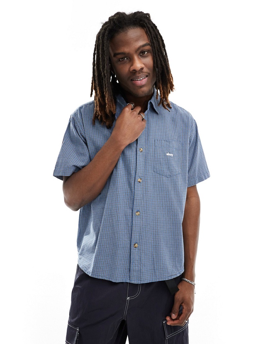 Obey plaid short sleeve shirt in blue