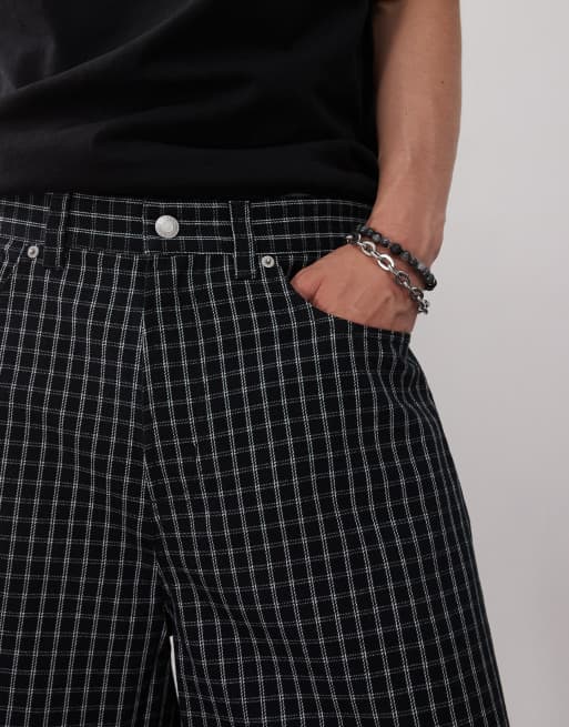 Obey - Plaid - Sorte, multifarvede og baggy denimshorts, 5 af 5