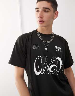 Obey - Plaza Active - Maillot de football à logo graphique - Noir