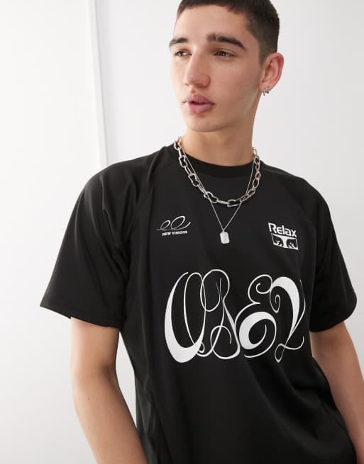 Obey - Plaza Active - Voetbaltop van jersey met grafische logoprint in zwart, 3 van 4