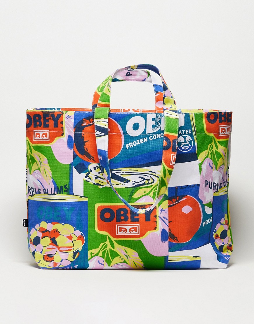 Obey pop print tote bag in multi