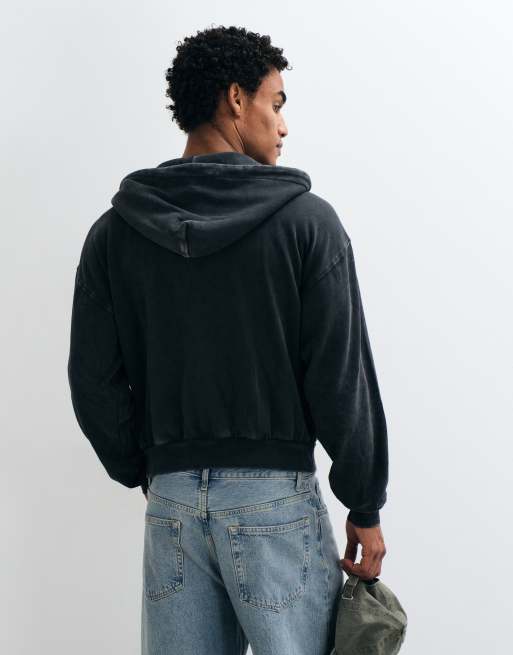 Obey post zip through hoodie in dusty black, 5 of 5