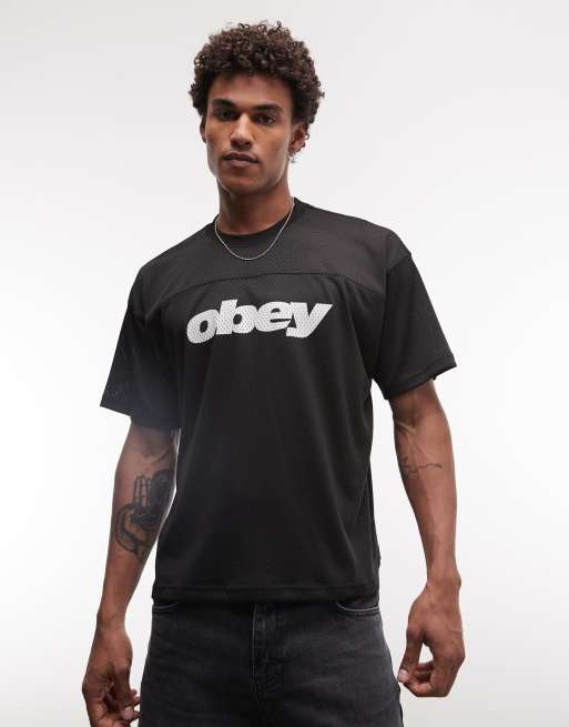 Obey practice short sleeve jersey t-shirt in black, 3 of 5