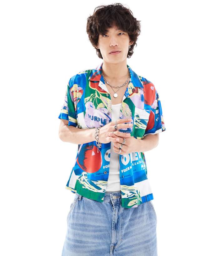 Obey - printed short sleeve shirt in multi