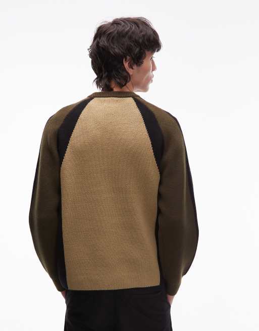 Obey - Pull en maille à manches raglan - Marron et beige, 3 de 5