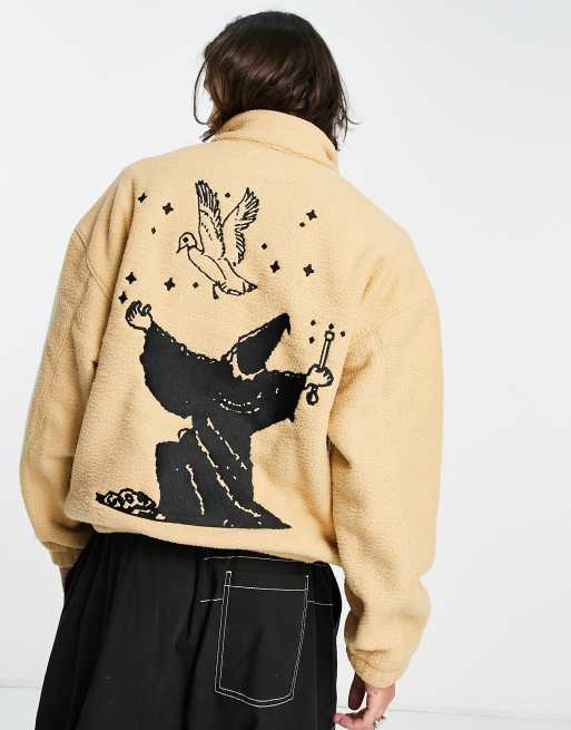 Obey pulp half zip sherpa sweatshirt in beige