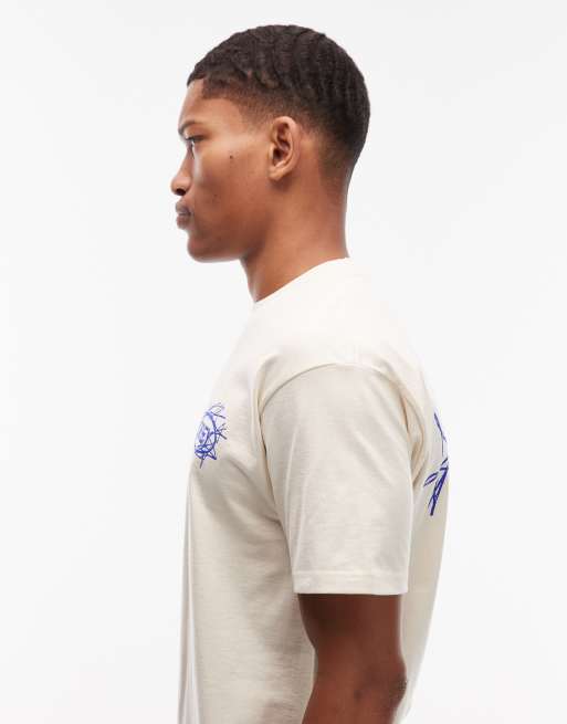 Obey - Råhvid T-shirt med tegnet stjerneprint, 4 af 5