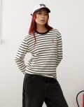 [Obey] Obey Ramona stripe long sleeve t-shirt in white-Multi M White asparagus