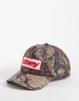Obey Obey ranch five panel snapback cap in camo-Multi