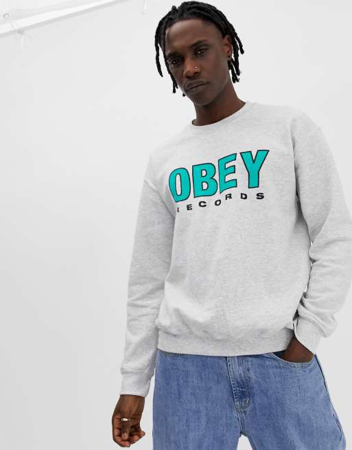 Obey Records Sweat shirt Gris cendre