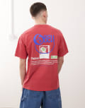 [Obey] Obey relax graphic logo t-shirt with back print in pigment raspberry-Red XL PIGMENT RASPBERRY