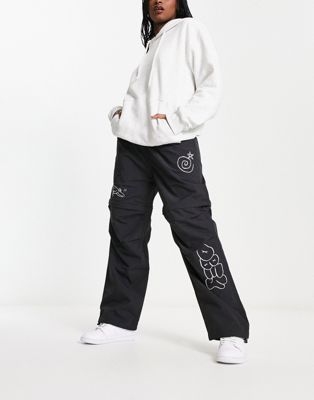 Obey relaxed cargo trousers with embroidery 2 way shorts
