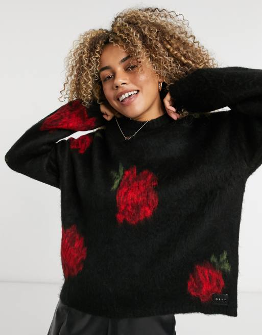 Black shop rose jumper