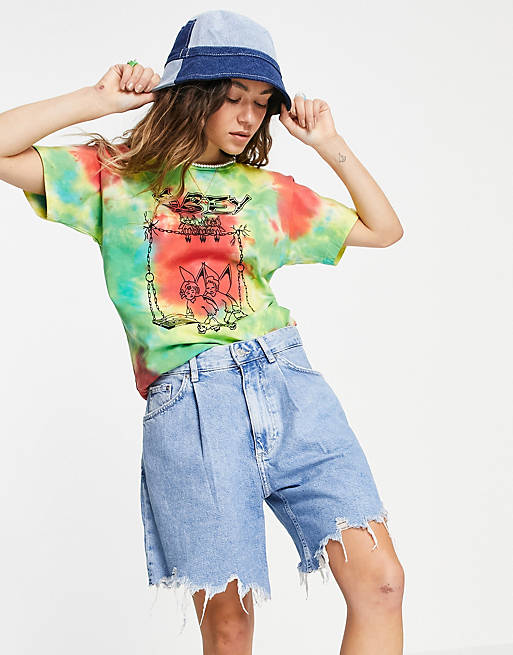 Obey relaxed t-shirt with fairy print in tie dye