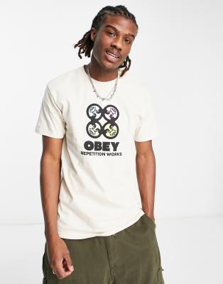 Obey bear hug cropped t-shirt in white