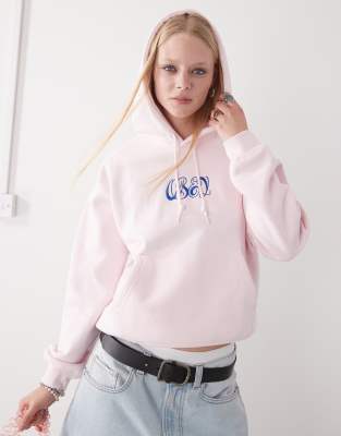 Obey Ribbon logo hoodie in pink