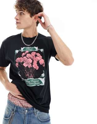 Obey rose garden t-shirt in black