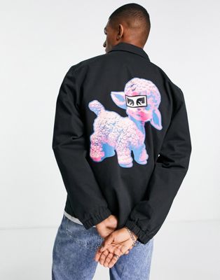 Obey saucer backprint coach jacket in black