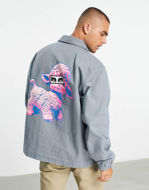Obey – Saucer – Szara kurtka typu coach z nadrukiem na plecach, 2 z 4