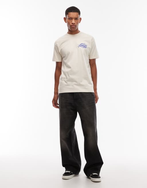 Obey scribble stars t-shirt in off white, 2 of 5
