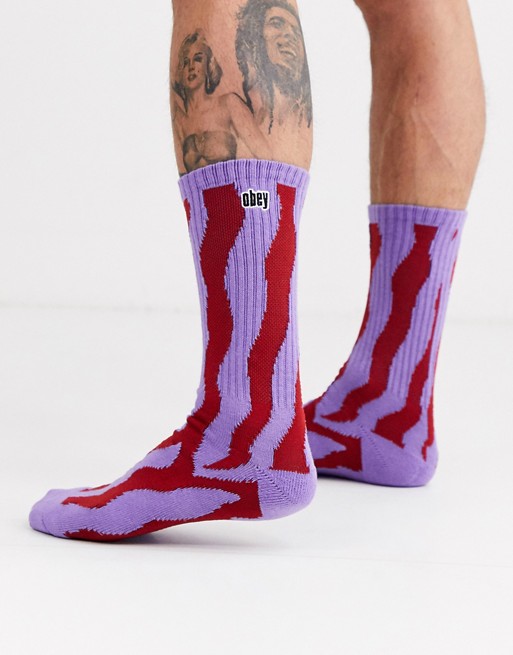 Obey Seaweed socks in purple