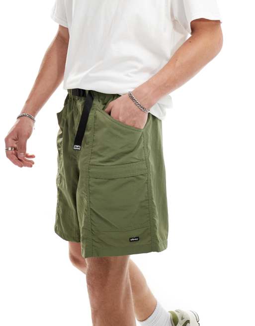 Obey - Short en nylon - Vert kaki
