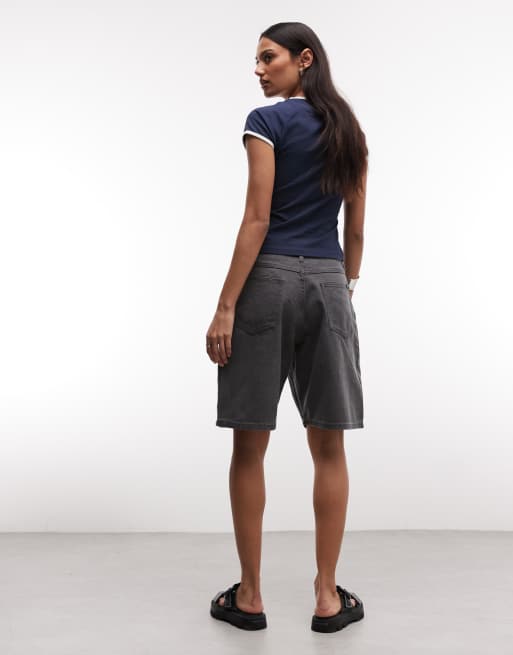 Obey - Short met inzetstukken in antracietgrijze wassing, 4 van 5