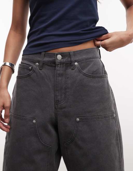Obey - Short met inzetstukken in antracietgrijze wassing, 5 van 5
