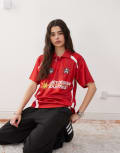 [Obey] Obey short sleeve logo football polo jersey in red 2XL RED