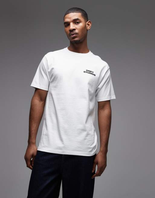 Obey – Sky Face – Biały T-shirt z grafiką na plecach, 3 z 5