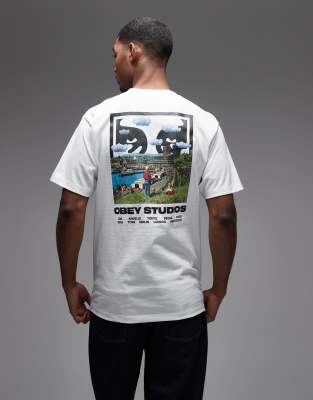 Sky Face - T-Shirt in Weiß mit Rückenprint Weiß S